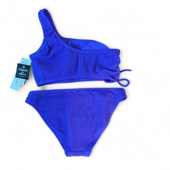 New One-Shoulder Purple Ribbed Bikini Set - Picture 4 of 7